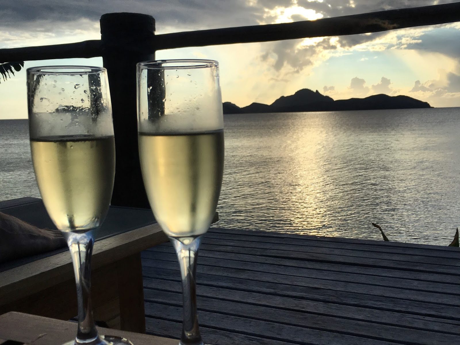 Champagne glasses at Tokoriki Island Resort, Fiji