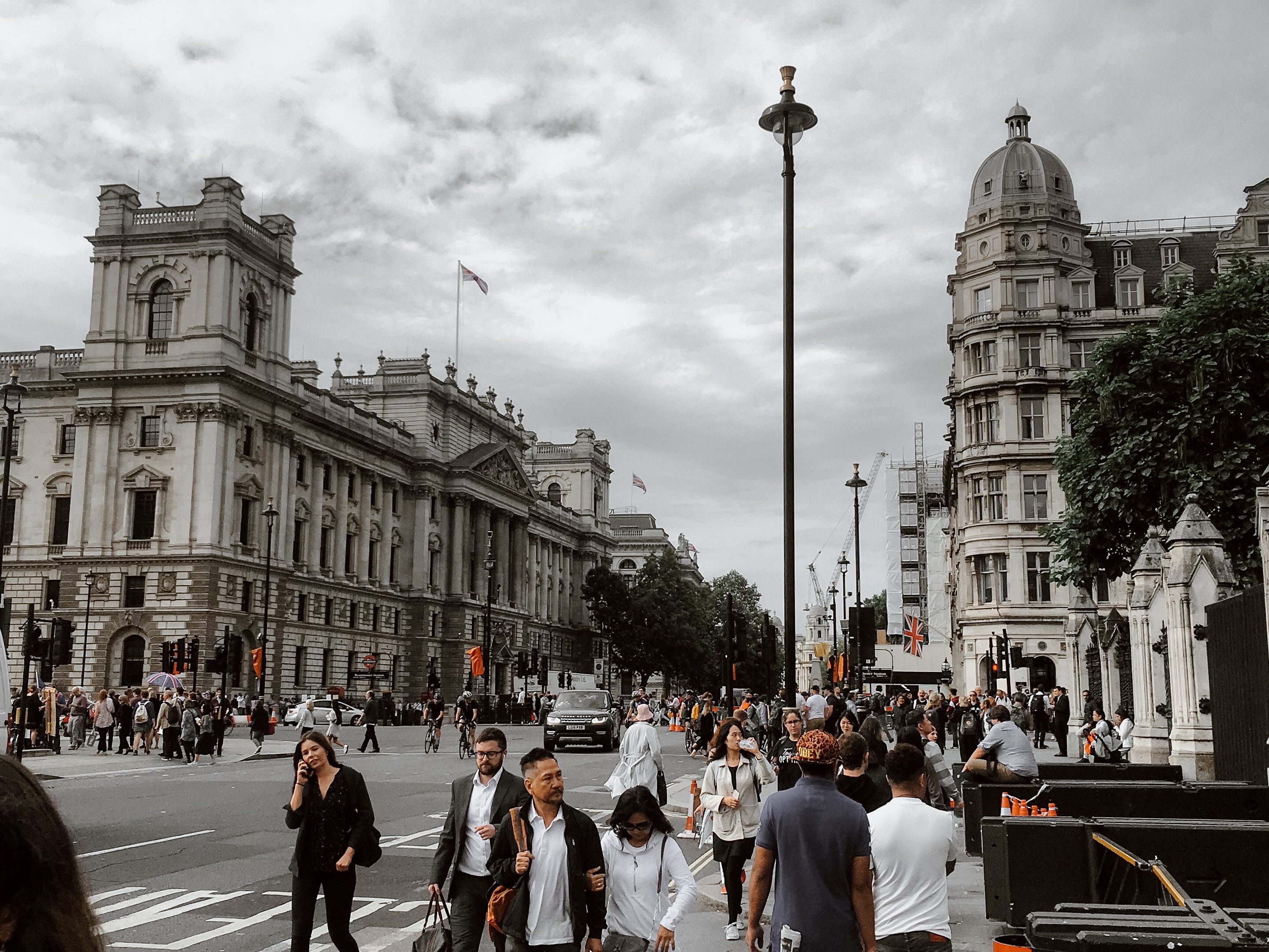 People walking down a busy London street.