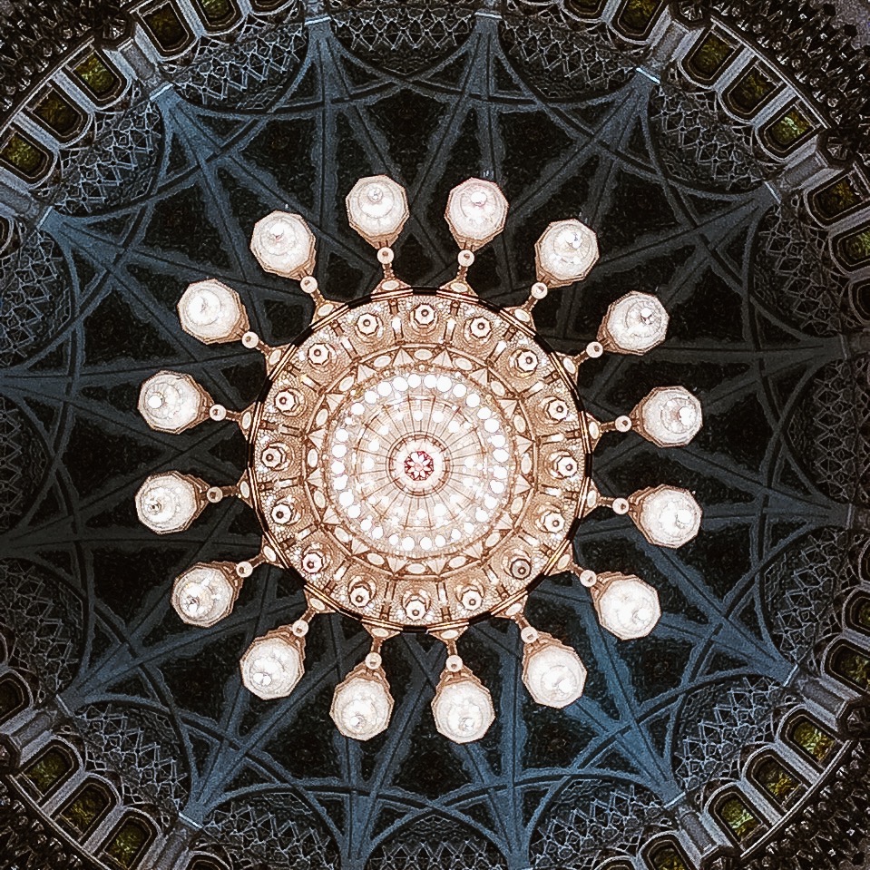 Upwards view from underneath of the world's largest chandelier. 