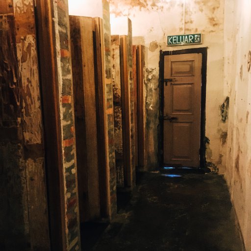 Shower stalls, utilizing the old, brickwork.