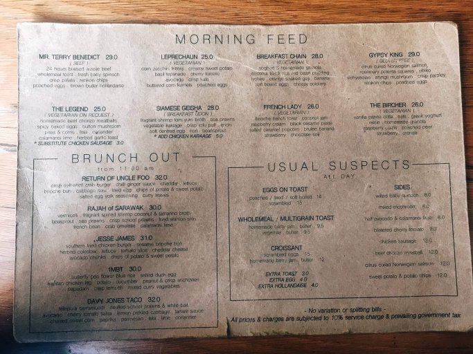 Breakfast Thieves' Food Menu