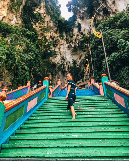 climbing the stairs