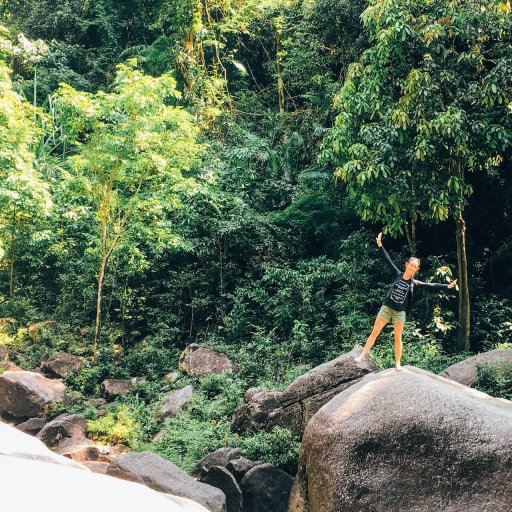 Balancing on a rock at Seven Wells